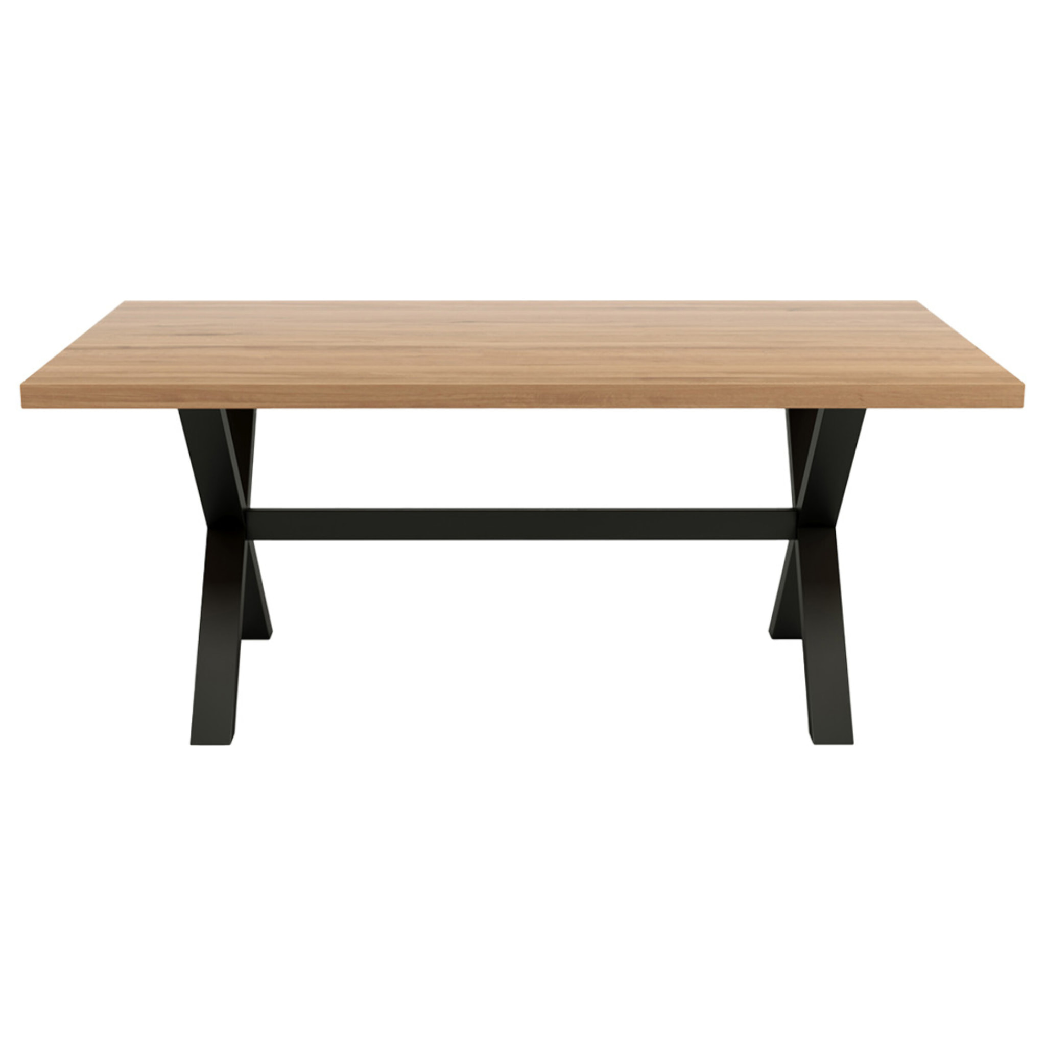 Woody - table à manger - chêne et hêtre massif - 180 cm - Bois / Noir