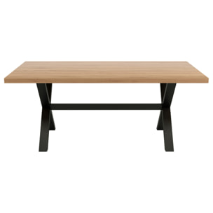 Woody - table à manger - chêne et hêtre massif - 180 cm - Bois / Noir