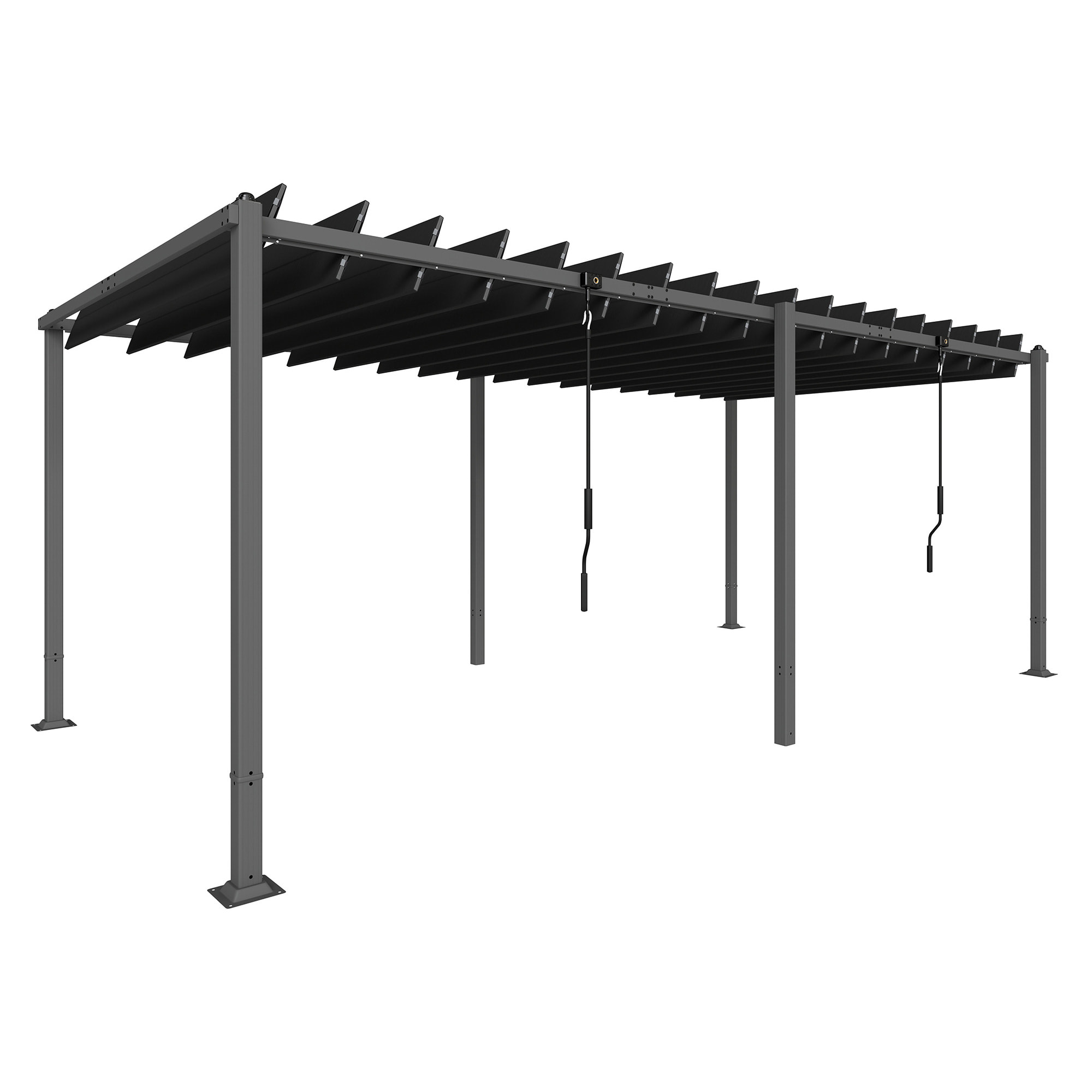 Pergola bioclimatique XXL dim. 5,7 x 3 m lames orientables 0-90 degrés gris