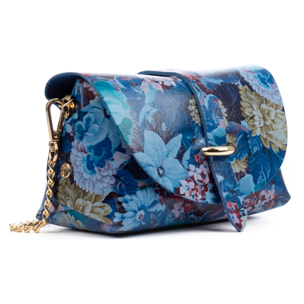 Aurora Bolso bandolera Mujer. Piel auténtica Ruga estampada con flores.