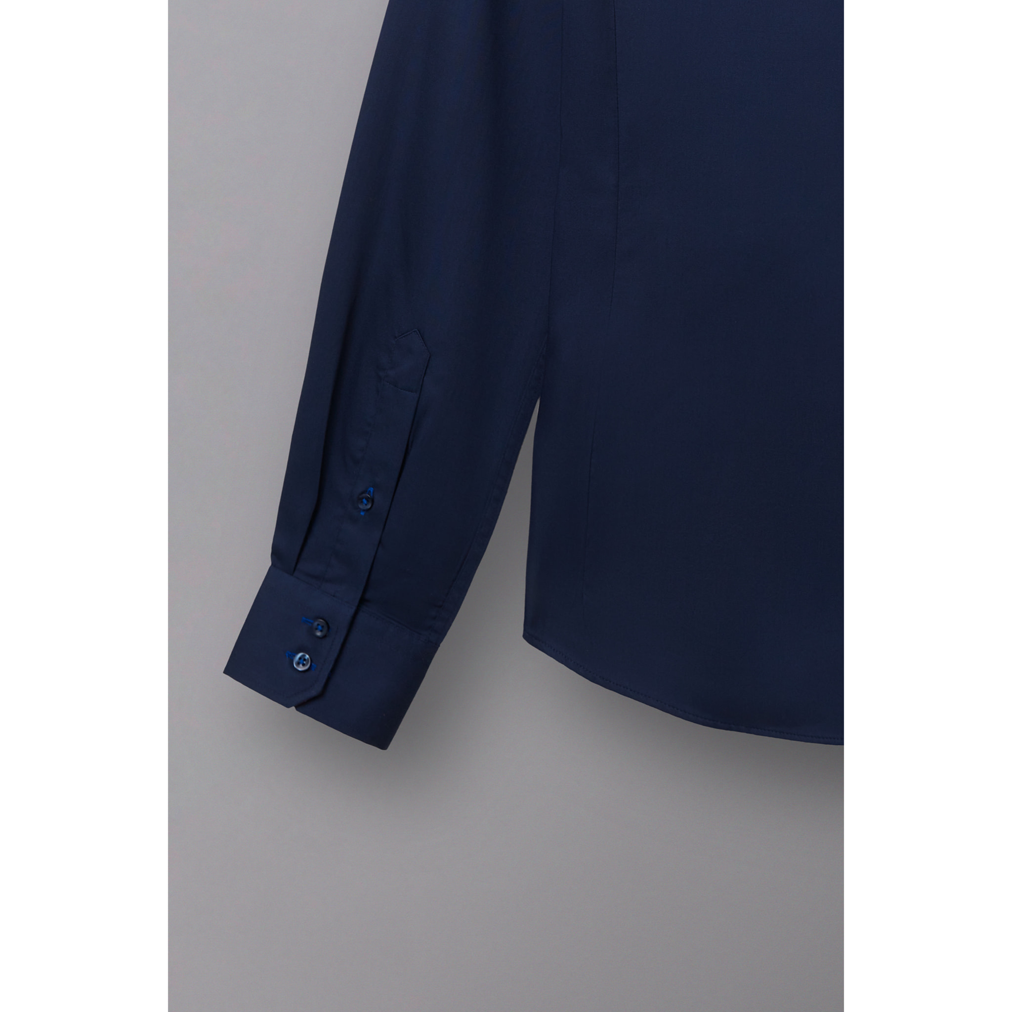 Camicia Uomo 2 Bottoni Button Down Slim Satin Unito Blu