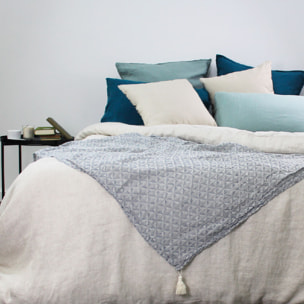 Plaid lin & coton lavé motif jacquard gris Delta gris