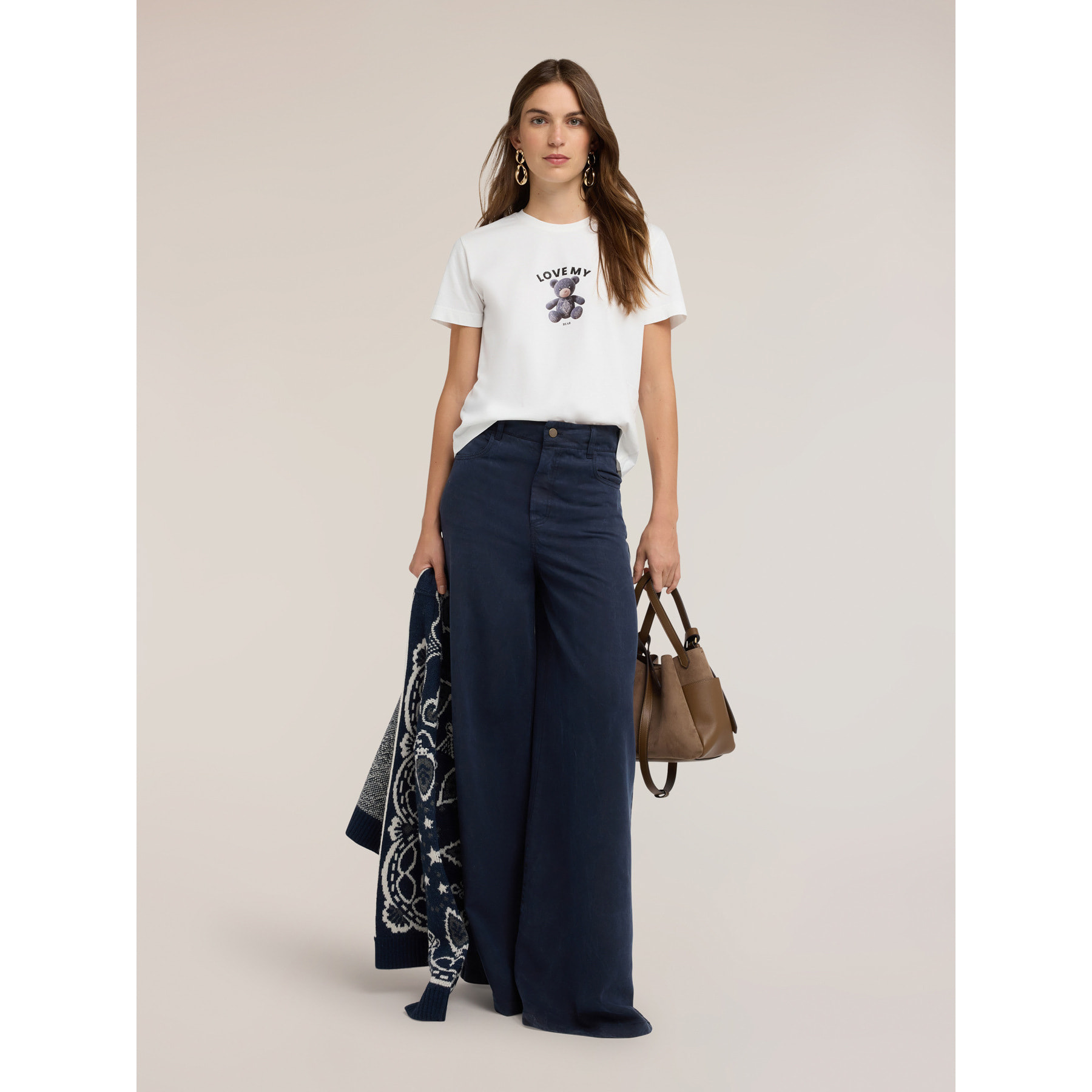 Motivi - T-shirt girocollo con stampa - Bianco
