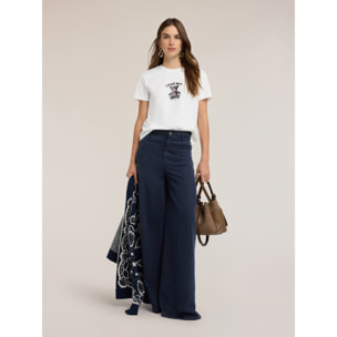 Motivi - T-shirt girocollo con stampa - Bianco