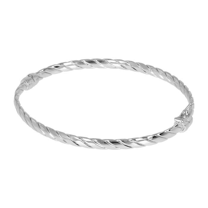 Bracciale Rigido Lucido Texture Treccia placcato Platino - Small