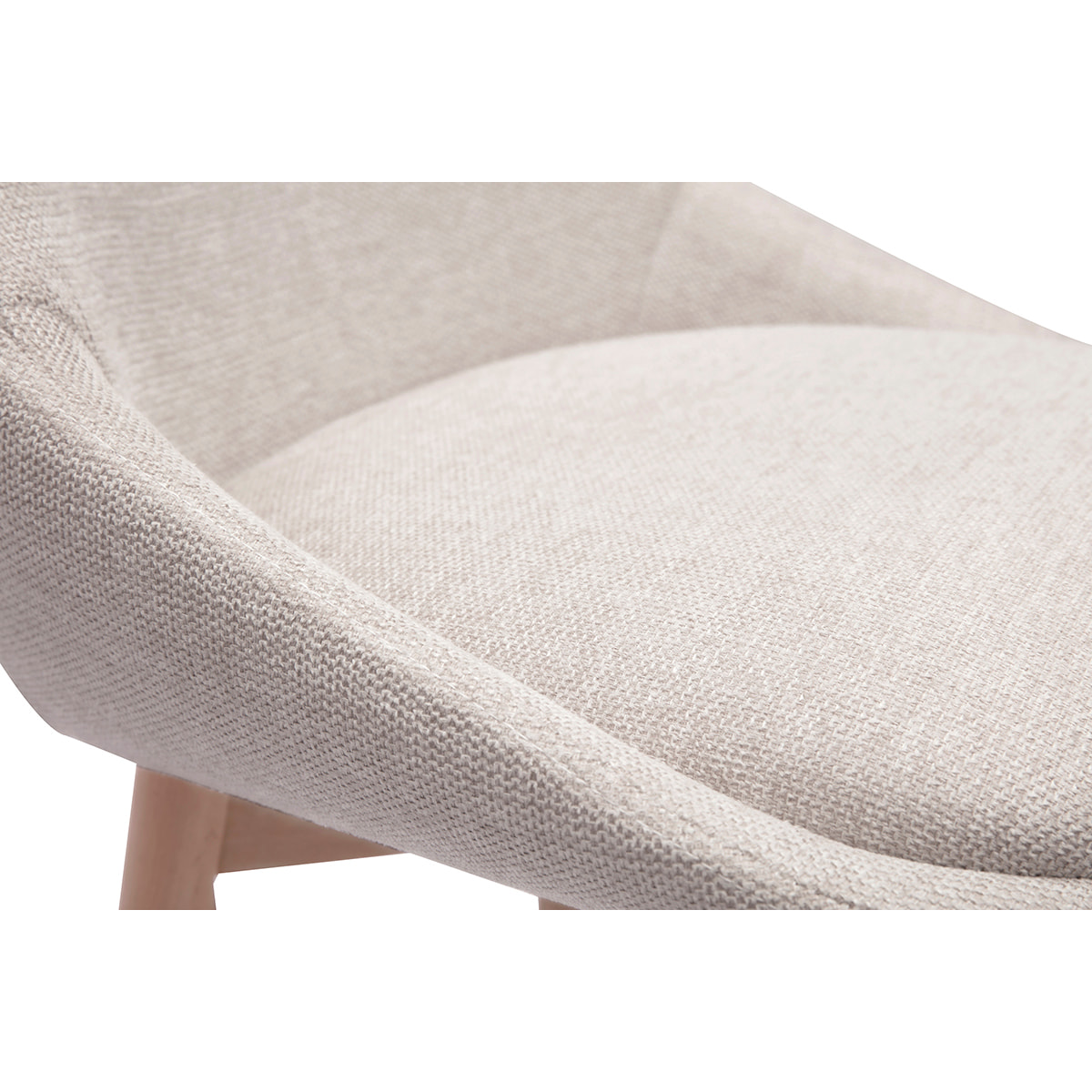 Tabourets de bar scandinaves pivotants 360° en tissu effet velours texturé beige et bois clair H65 cm (lot de 2) ALESS