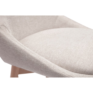 Tabourets de bar scandinaves pivotants 360° en tissu effet velours texturé beige et bois clair H65 cm (lot de 2) ALESS