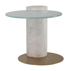 Mesita Auxiliar Marmol Acero Inoxidable Tucson 45x45x45 Cm