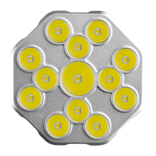 Linterna LED de alto rendimiento con 13 LEDs, 4 niveles de brillo, luz COB auxiliar y batería recargable de 1200mAh.