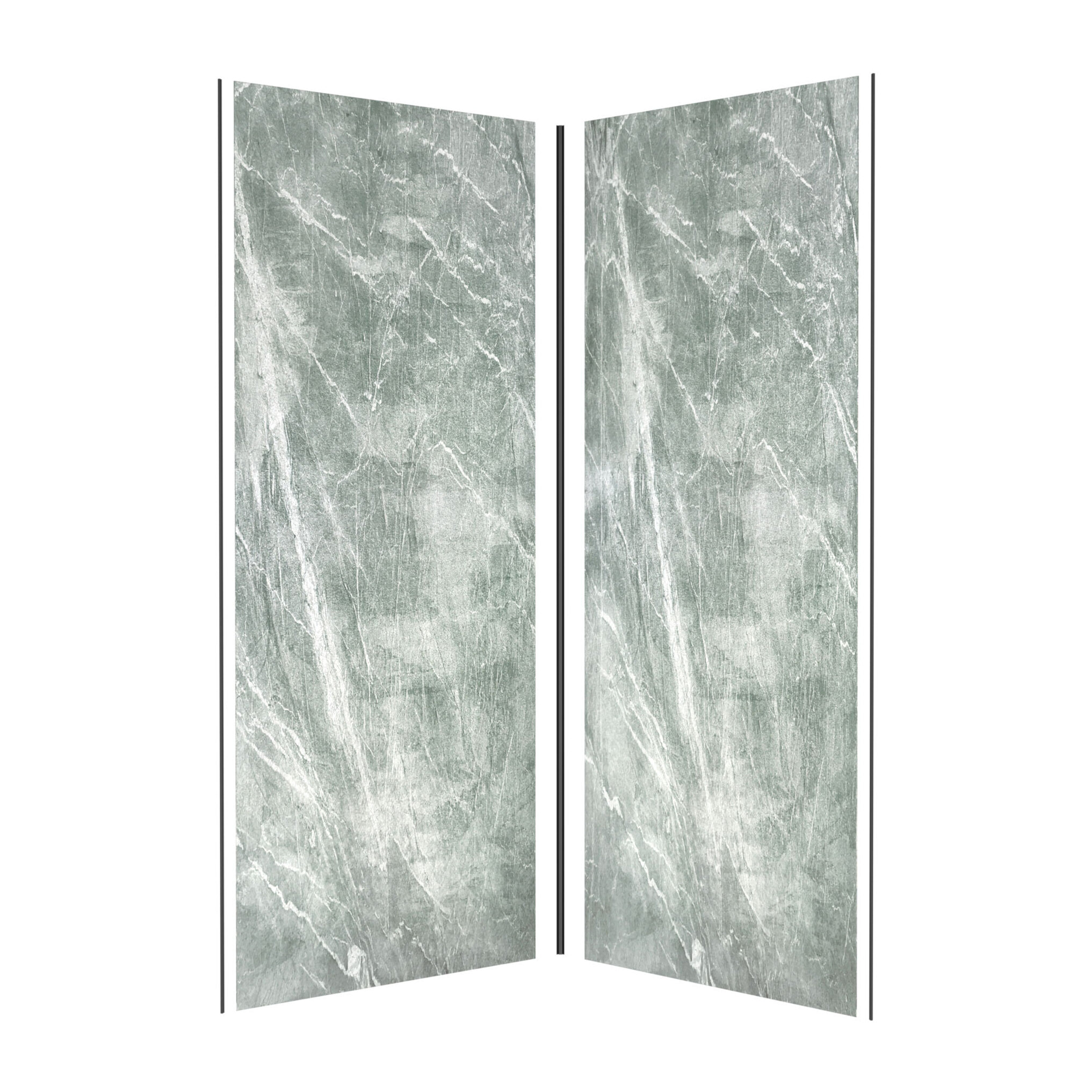 Pack de 2 Panneaux Muraux Pierre Artic Green 90+90x210 cm avec Profilés NOIR MAT - STONE'IT