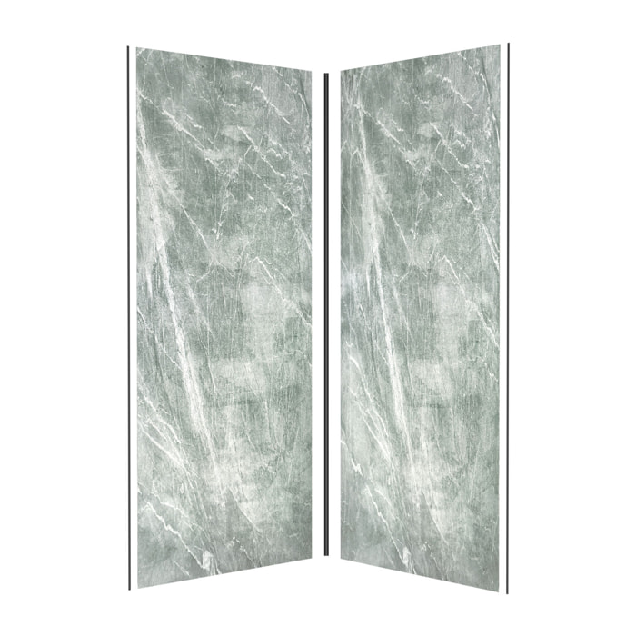Pack de 2 Panneaux Muraux Pierre Artic Green 90+90x210 cm avec Profilés NOIR MAT - STONE'IT