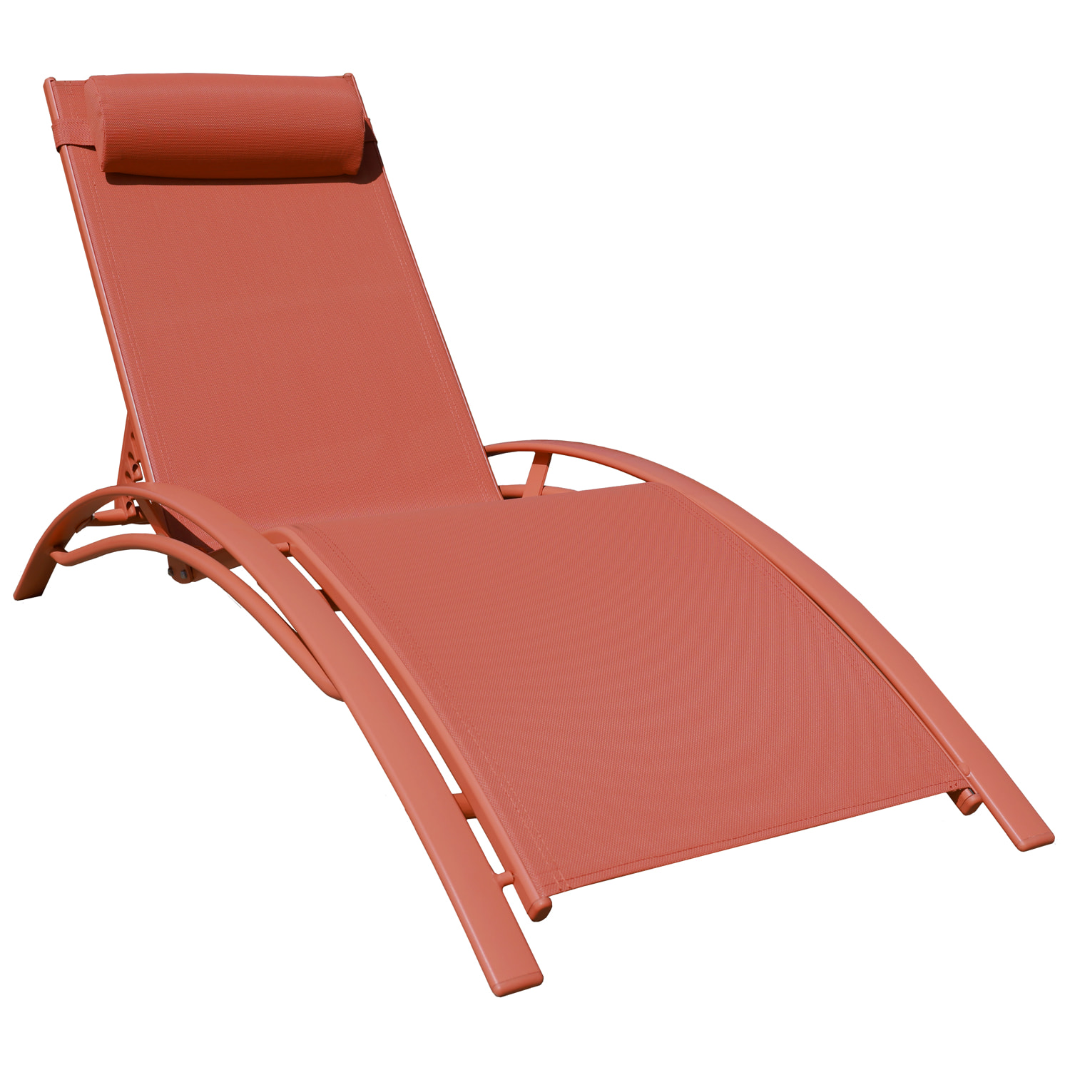 Lot de 2 transats GALAPAGOS en textilène terracotta - aluminium terracotta