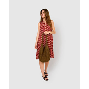 Vestido corto bambula detalles plisados cartagena burdeos
