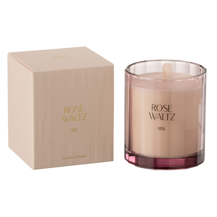 J-Line Bougie Senteur Rose Waltz Verre - 30 Heures