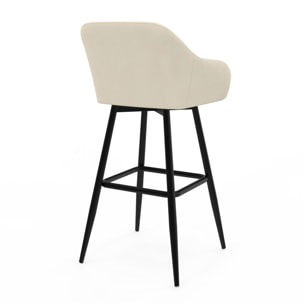 Tabourets de bar Ariana velours crème pieds métal - lot de 2