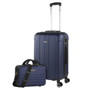 Trolley Mediano 60 Cms  Y Neceser Itaca Diamond Marino