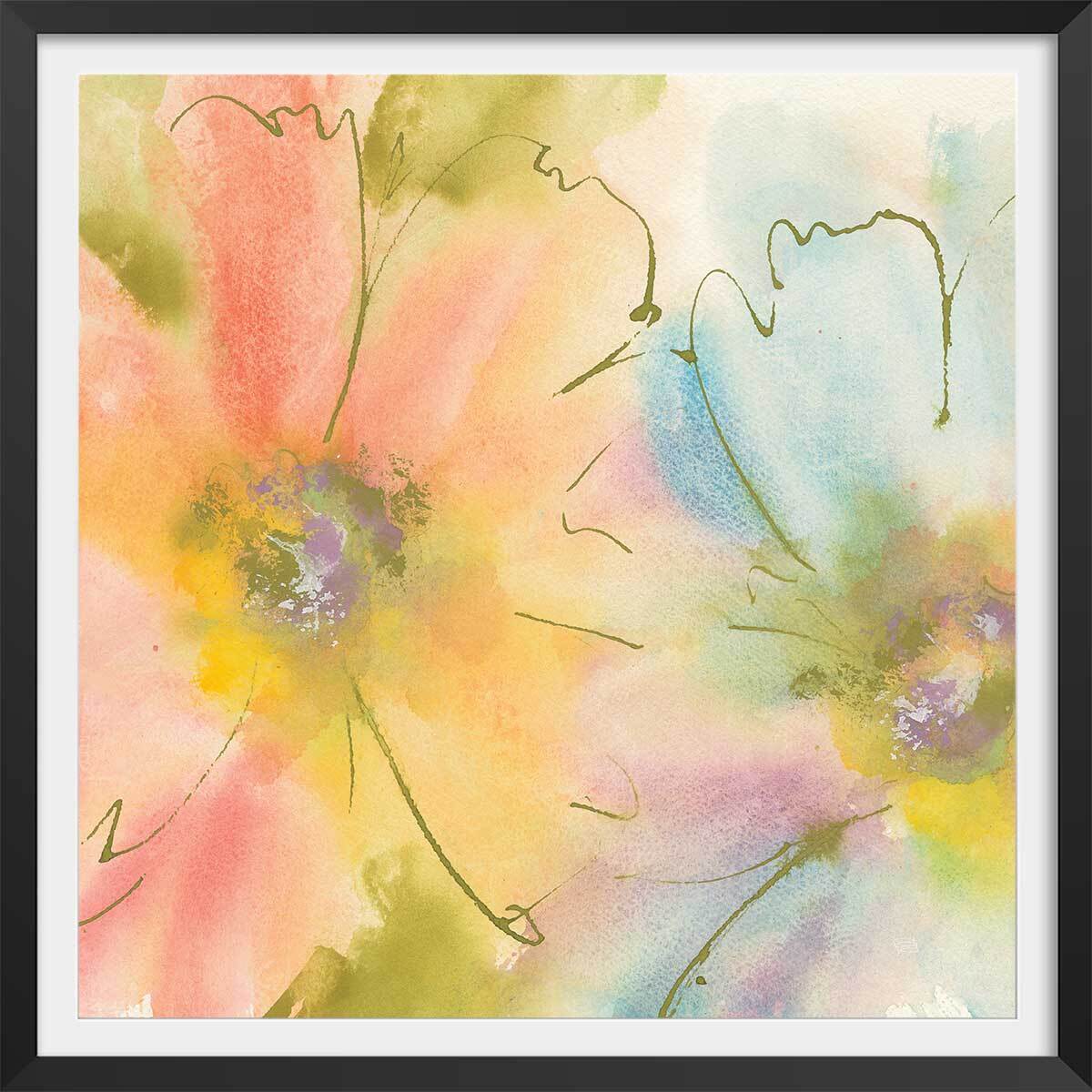 Poster pastel flower Affiche + cadre en bois - Noir