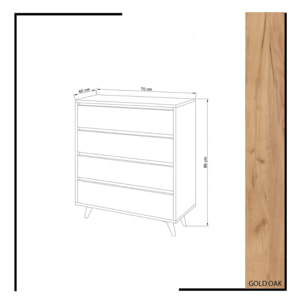 Commode à 4 tiroirs bois et blanc ANNABA