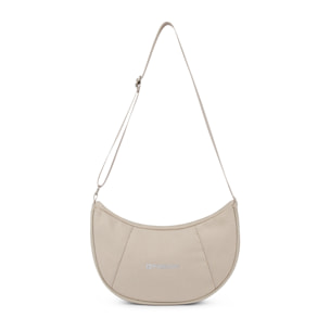 Borsa da spalla a mezzaluna in canvas con zip