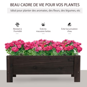 Jardinière sur pieds bac à fleurs dim. 100L x 36l x 36H cm inserts d'irrigation inclus bois massif sapin traité