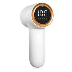 Rimuovi pelucchi compatto per la casa, con batteria integrata, schermo LED con indicazione della batteria e 5 livelli di potenza.