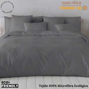 Icehome - Funda Nórdica Lisa - 100% Microfibra - Incluye 1/2 Fundas de Almohada - Gris 7