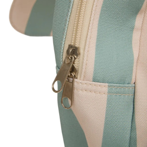 Sac à dos enfant Basco avec pochette isolante 6L rayé vert et beige