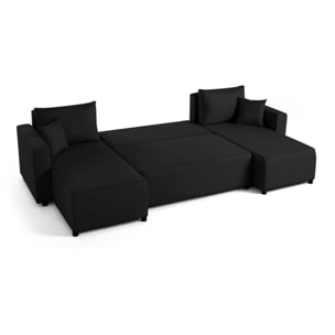 Regala - canapé panoramique - 7 places - convertible avec coffre - en tissu - Noir