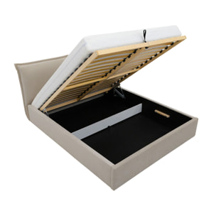 John - lit coffre - 160x200 cm - en velours - sommier inclus - Taupe