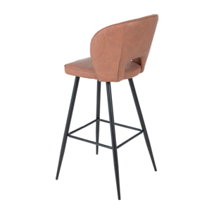 Set de 2 taburetes – Polipiel marrón y metal negro