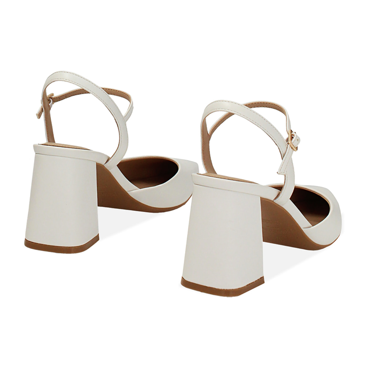 Décolleté slingback donna bianche, tacco largo 8 cm