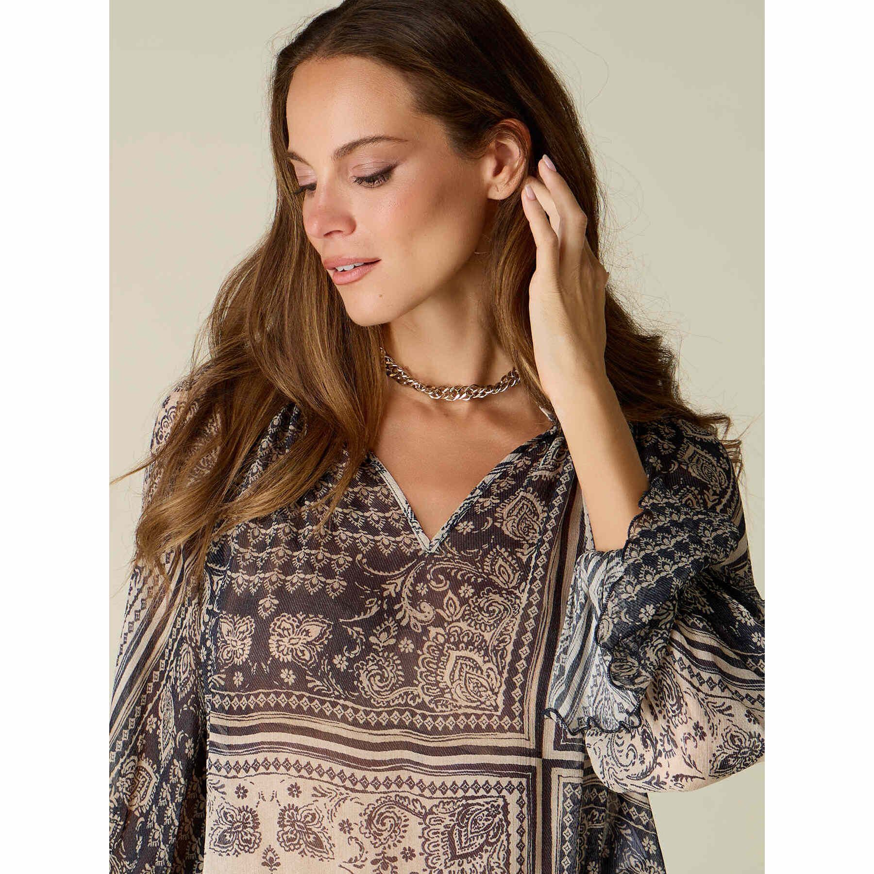 Oltre - Blusa in viscosa fantasia - Blu