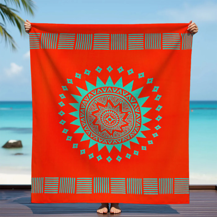 Serviette de plage XL microfibre Orange 140x170 220g/m² - Solari