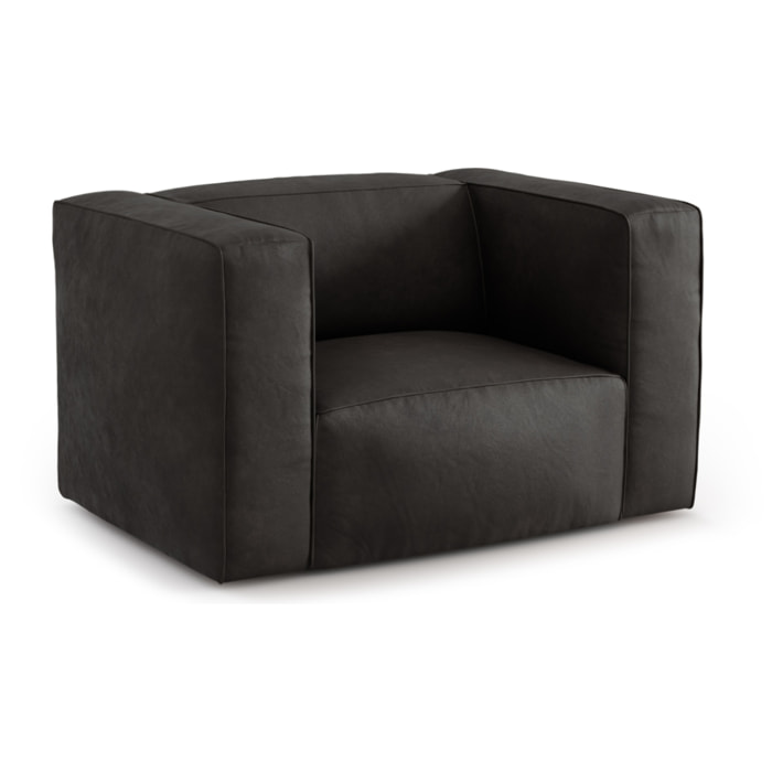 Fauteuil "Muse" en cuir véritable graphite