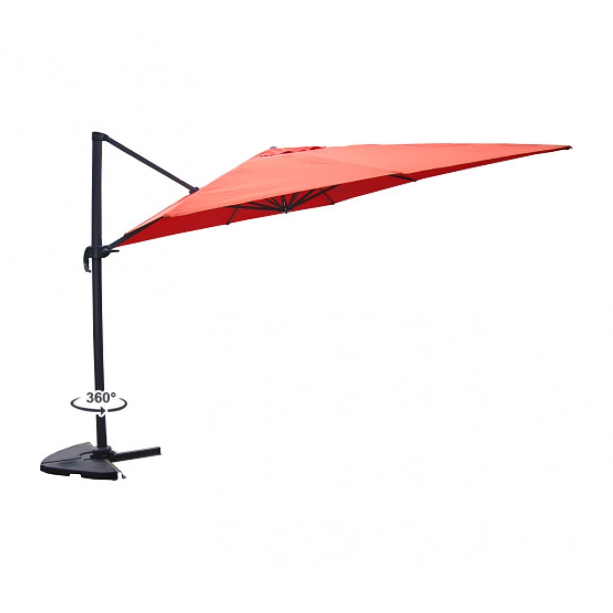 NAVIA Bundle parasol rectangulaire 3x4m déporté rotatif terracotta aluminium + housse