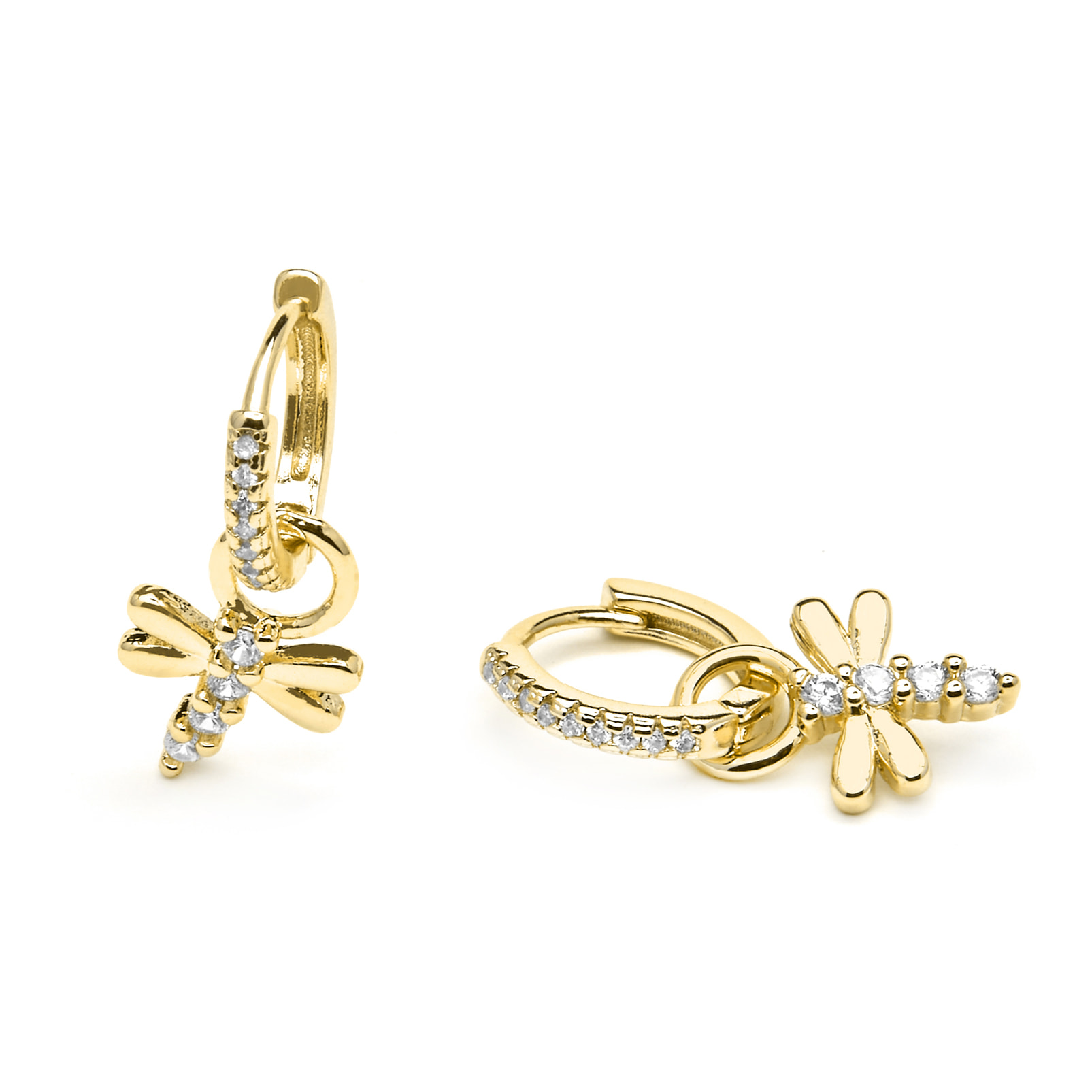 Pendientes acabado oro amarillo de 18k y Circonita Brillante
