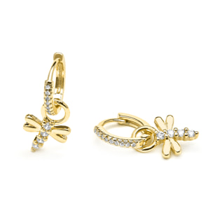 Pendientes acabado oro amarillo de 18k y Circonita Brillante
