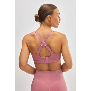 Reggiseno sportivo ad alto sostegno con spalline regolabili in rosa