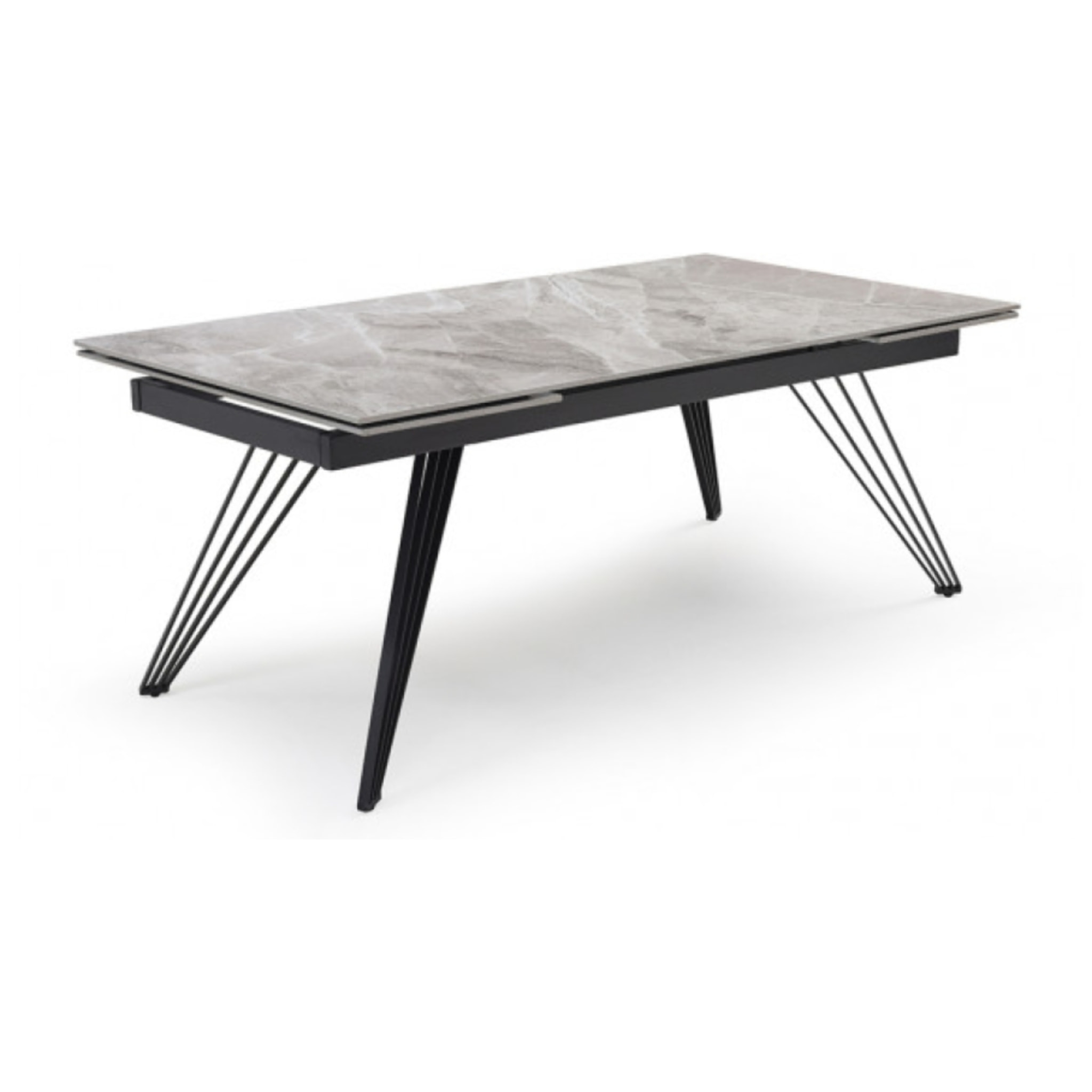 Table extensible en céramique gris brillant L160/240cm - 9 piètements - UNIK