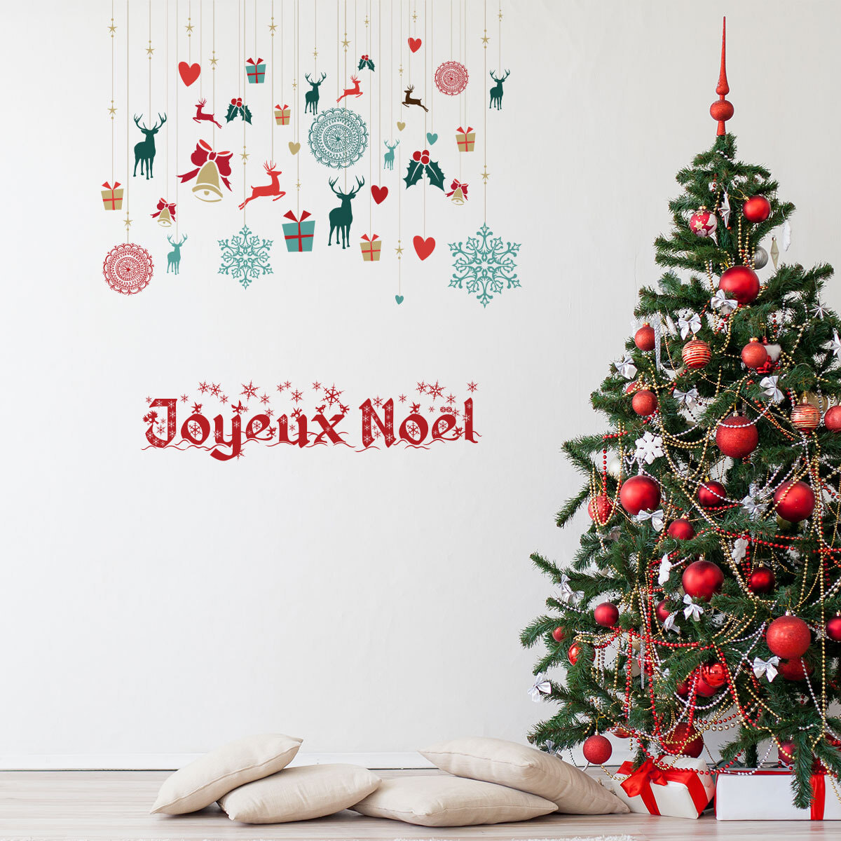 Sticker Noël décoration joyeux noël - Autocollants stickers adhésifs noël - décoration fêtes