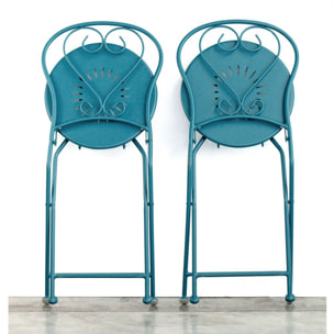 Set da giardino turchese 2 sedie pieghevoli 1 tavolino rotondo - Deco