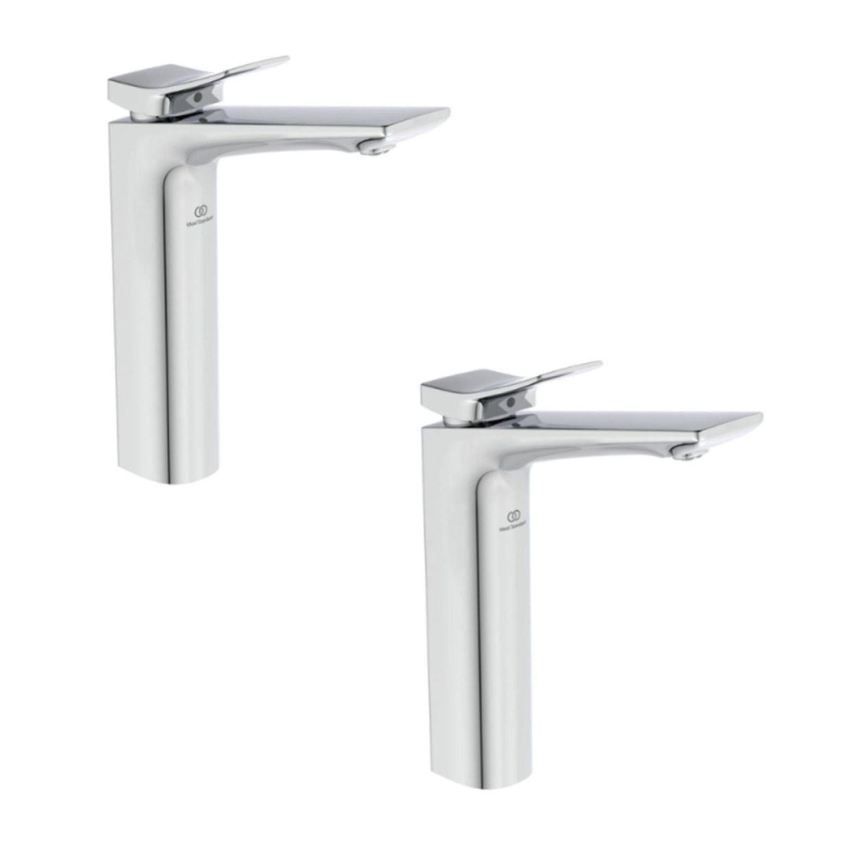 Lot de 2 mitigeurs lavabo réhaussé Ideal Standard Conca sans tirette ni vidage chromé
