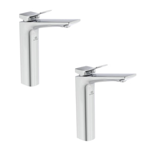 Lot de 2 mitigeurs lavabo réhaussé Ideal Standard Conca sans tirette ni vidage chromé