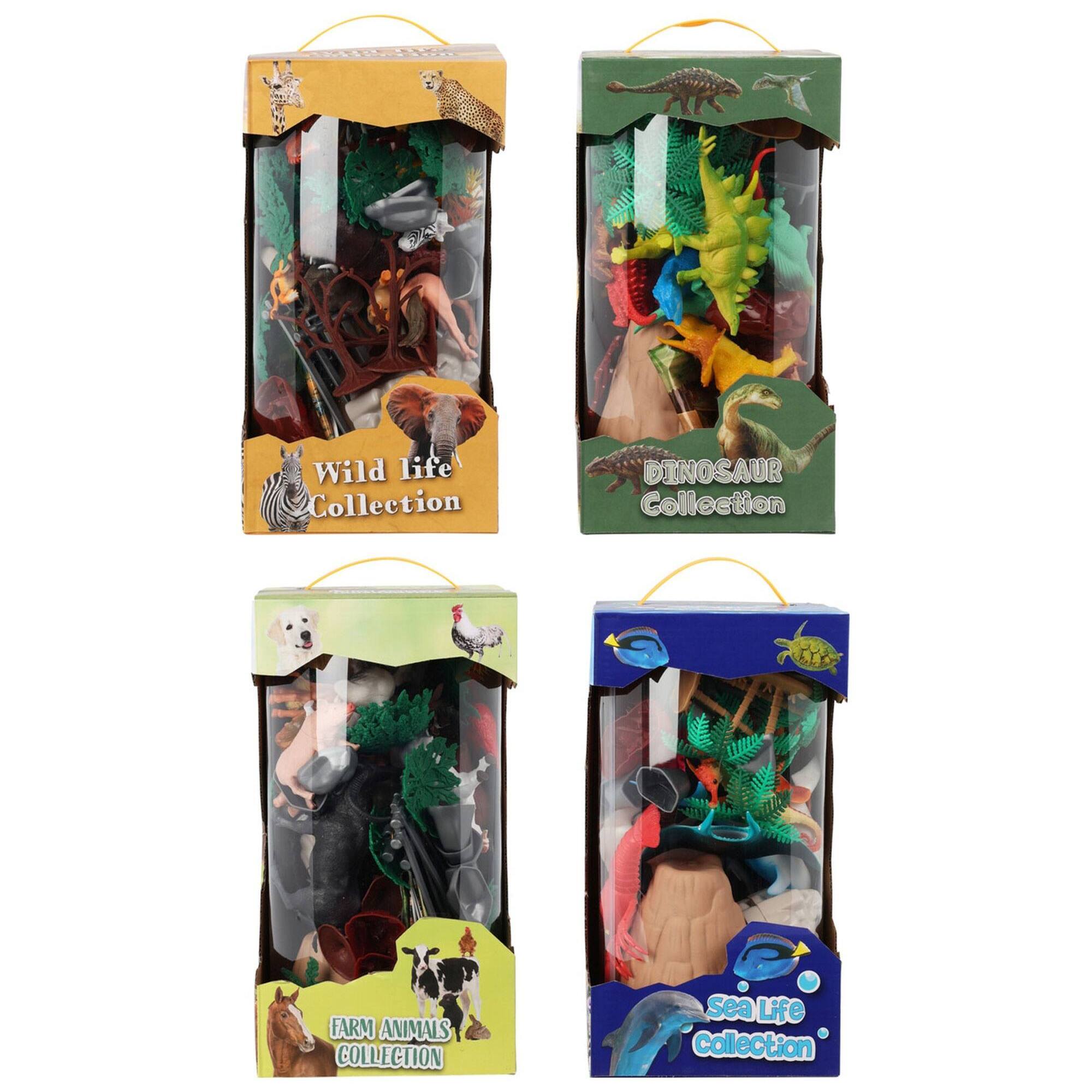 Well home set de 40 animales de juguete aleatorio (dinosaurios o salvajes o de granja o marinos)