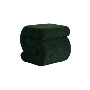 Tabouret / pouf design revêtement bouclette vert 1 place L 43 x P 47 x H 44cm - Sasha