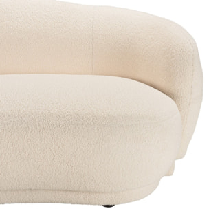 LEOPOLD - Canapé haricot 3 places en tissu bouclette écru