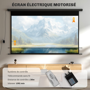 Écran de projection motorisé home-cinéma format 16:9 120 pouces 4K HD avec télécommande noir