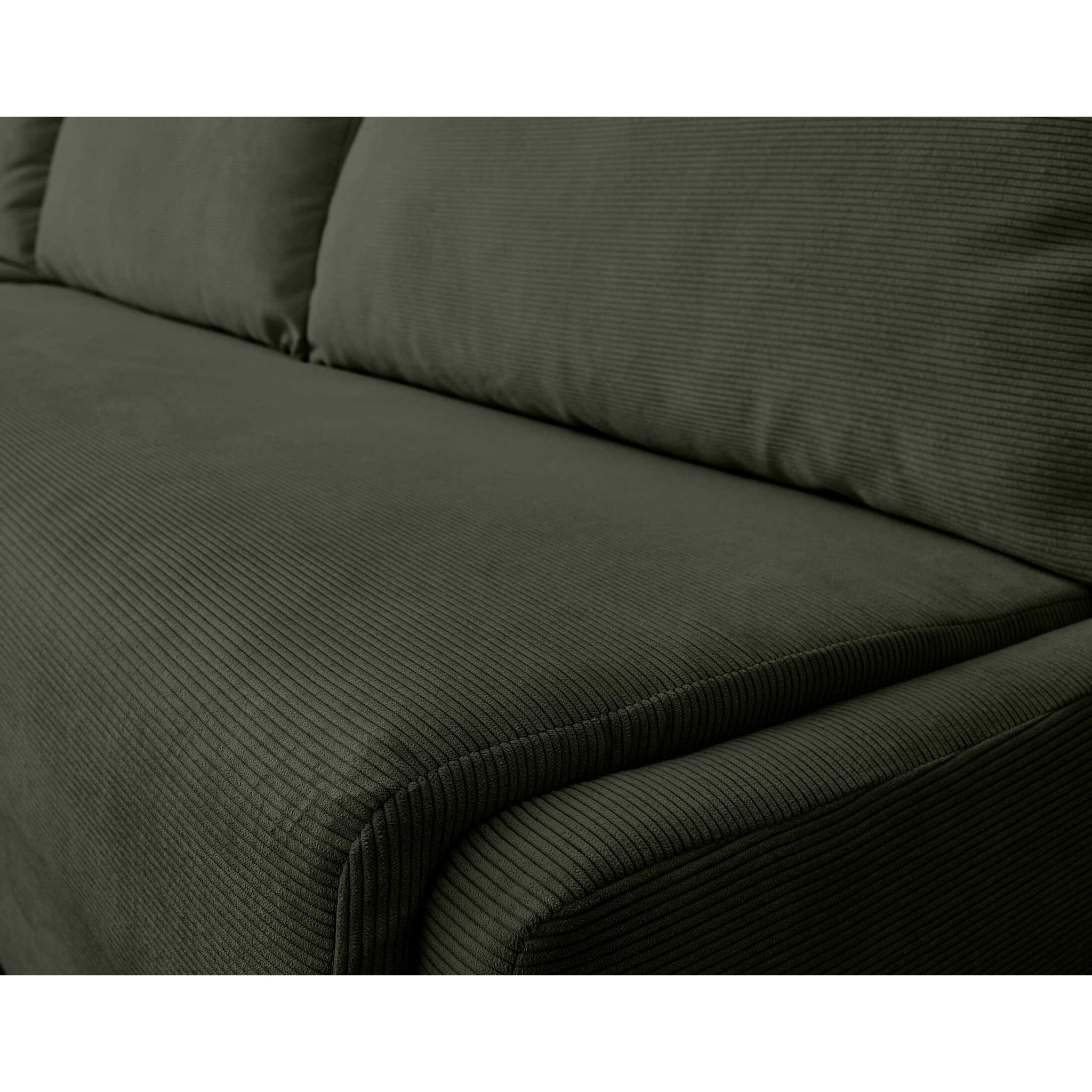 Palmira - canapé d'angle gauche - 4 places - convertible couchage quotidien - matelas 14 cm - en velours côtelé - Vert