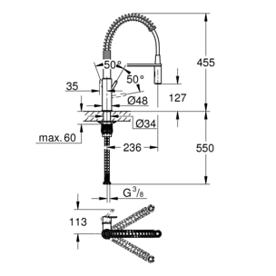 GROHE Robinet de cuisine Get avec douchette professionnelle 30361000