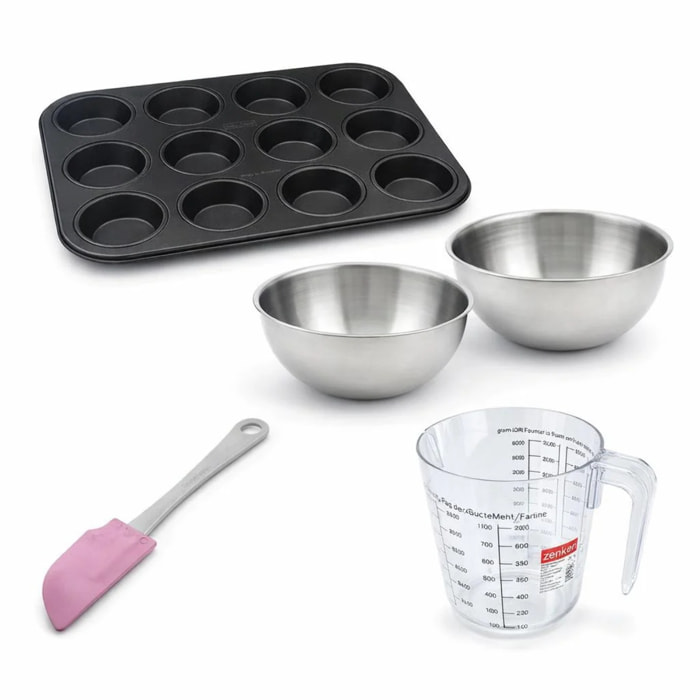 Set de 5 ustensiles de pâtisserie moule à gâteaux bol spatule et verre doseur Black metallic Black mettallic Zenker  Black mettallic